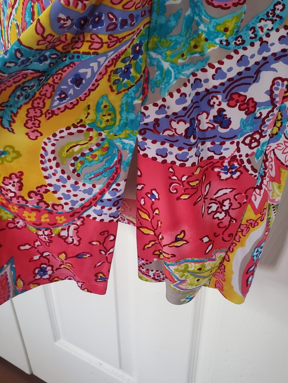 Ralph Lauren Multicolor Paisley Midi Dress Green Label Sleeveless Slit Size 4 - Picture 6 of 13